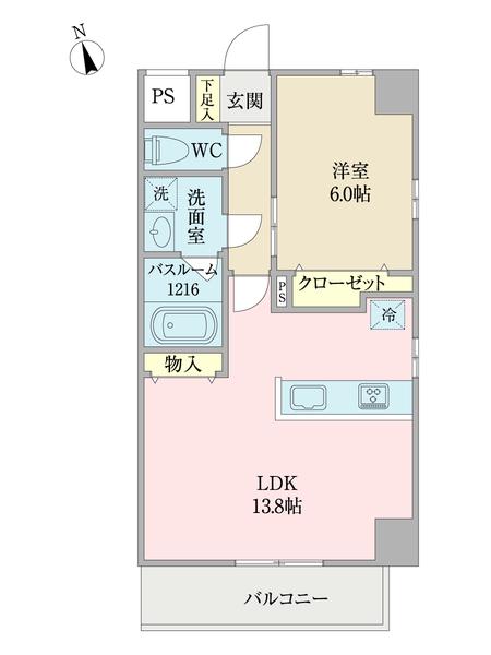コントレイルりんくう常滑(1LDK/1階)の間取り写真