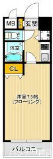 ライオンズプラザ博多駅南(1K/2階)の間取り写真