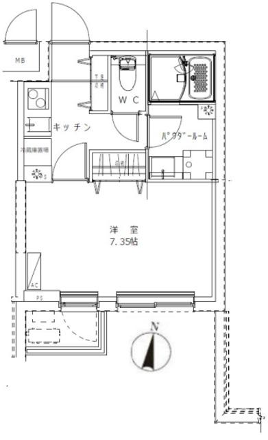 ジェノヴィア蕨(1K/2階)の間取り写真