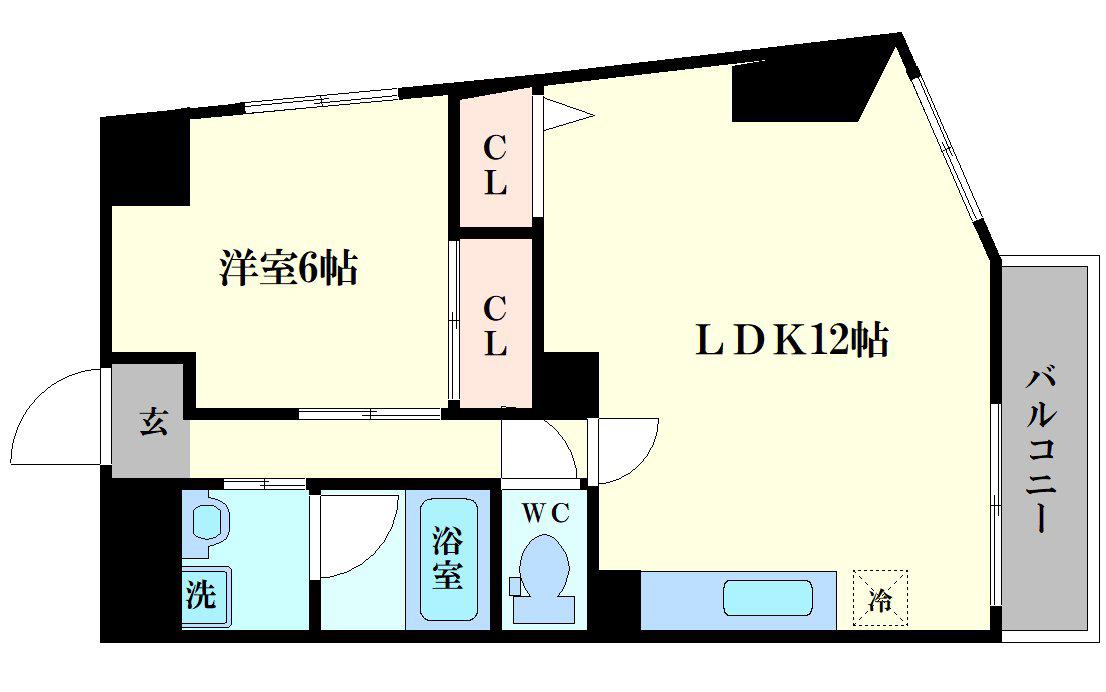 難波リーガルハウス(1LDK/6階)の間取り写真