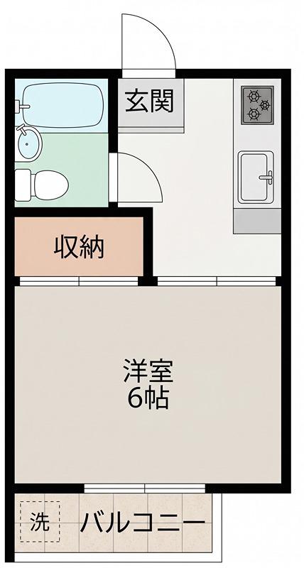 ホワイトコートカヤ(1K/1階)の間取り写真