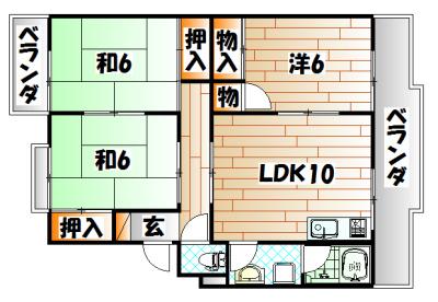 森田ハイツ(3LDK/4階)の間取り写真