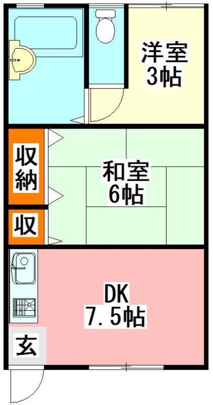 コーポ七条NO.3(2DK/1階)の間取り写真