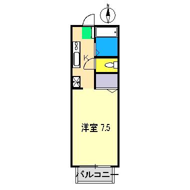 デリカハイツ(1K/2階)の間取り写真
