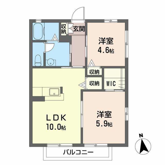 フラット赤井(2LDK/2階)の間取り写真