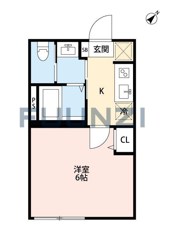 CONTEL 湊町(1K/3階)の間取り写真