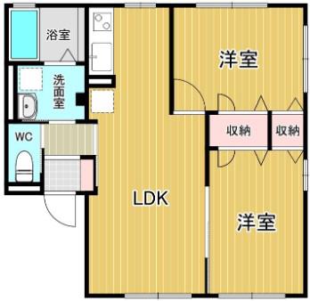 オリビエ(2LDK/2階)の間取り写真
