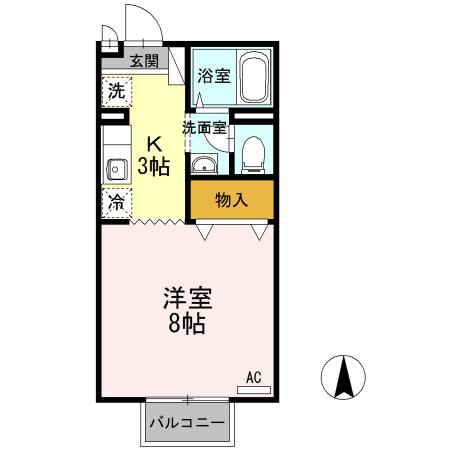 SEJOURキャラ(1K/1階)の間取り写真