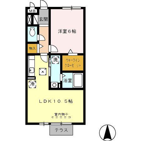 グランパレス如意(1LDK/1階)の間取り写真