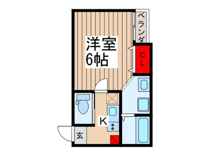 アークプレイス大和田II(1K/2階)の間取り写真