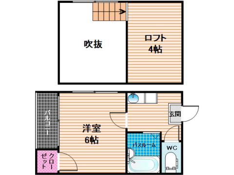 エポック大橋南(1K/2階)の間取り写真