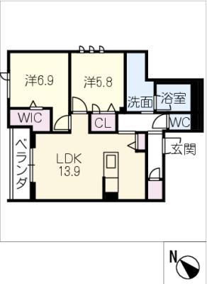 エステラス(2LDK/4階)の間取り写真