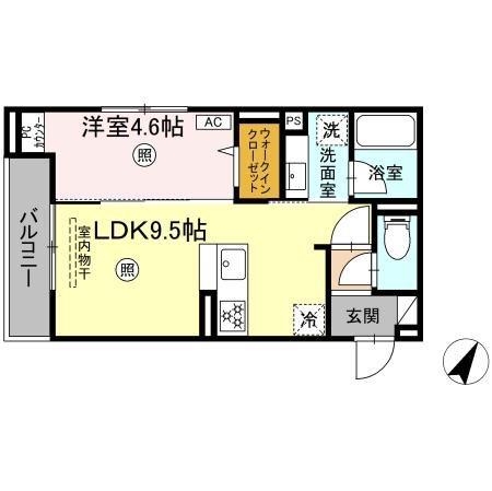 D-ROOMサンライズ A棟(1LDK/2階)の間取り写真