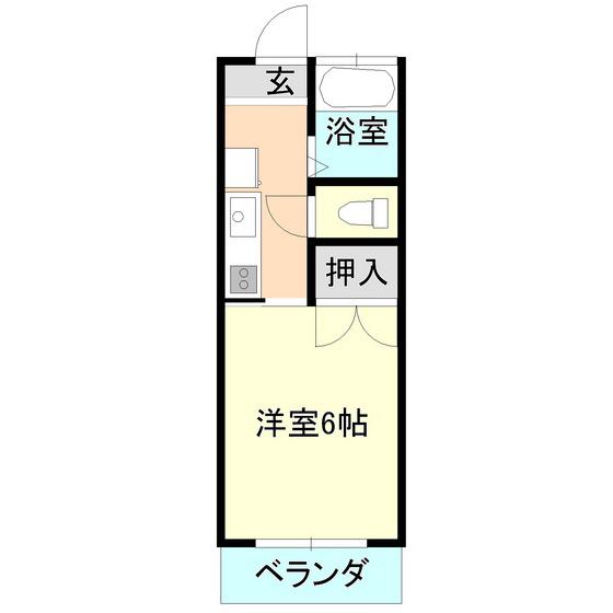 沼尻ハイツB棟(1K/1階)の間取り写真