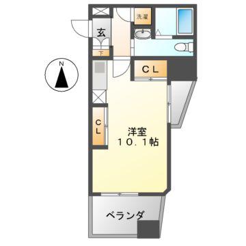 ライブコート千種(ワンルーム/5階)の間取り写真