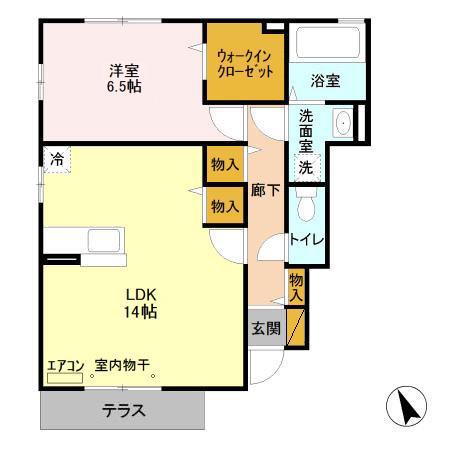メイプルヒル H棟(1LDK/1階)の間取り写真