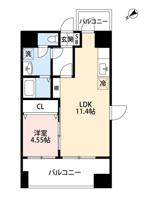 スプランドゥール新屋敷(1LDK/5階)の間取り写真