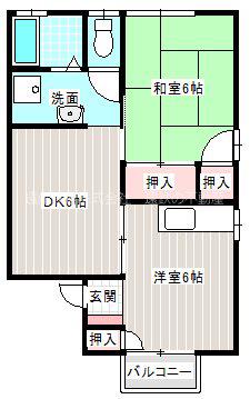 セジュールK&TI(2DK/2階)の間取り写真
