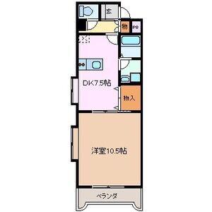 タウンエステート西浦(1DK/8階)の間取り写真