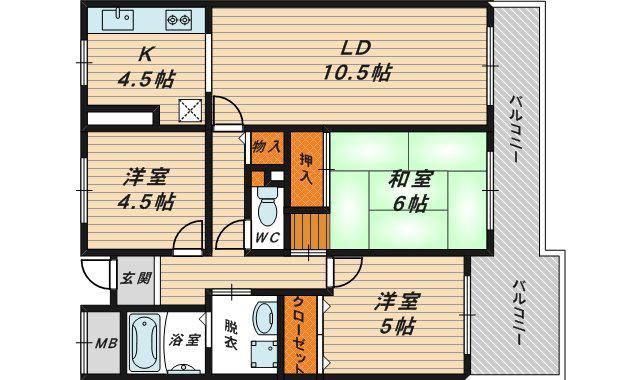 アーバンパーク関目(3LDK/7階)の間取り写真