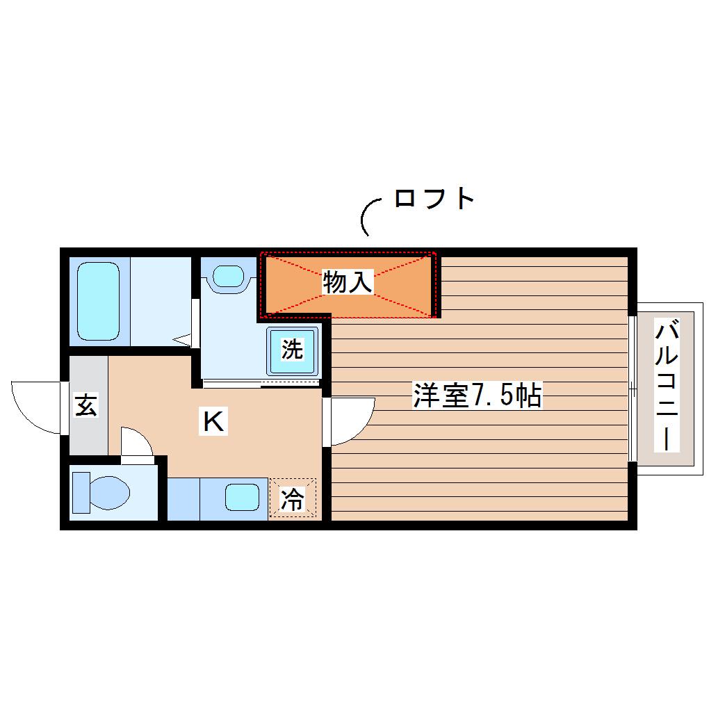 門前町アパート(1K/1階)の間取り写真