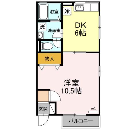 ドエルカルミア(1DK/1階)の間取り写真