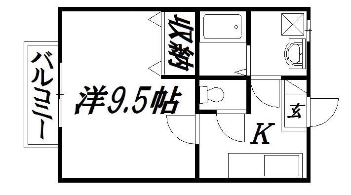 カズIII(1K/1階)の間取り写真