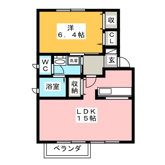 ボヌール A(1LDK/2階)の間取り写真