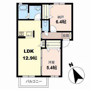 シャーメゾン神市(2LDK/2階)の間取り写真