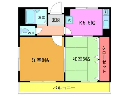 サンフラワー浦安(2DK/1階)の間取り写真