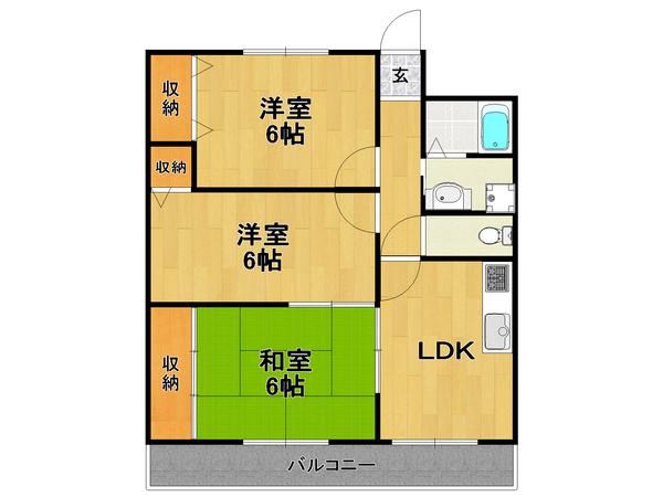 ディアコート結(3LDK/5階)の間取り写真