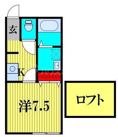 LIKES飯山満B棟(ワンルーム/2階)の間取り写真