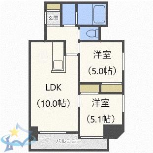 メゾン・ド・北円山(2LDK/13階)の間取り写真