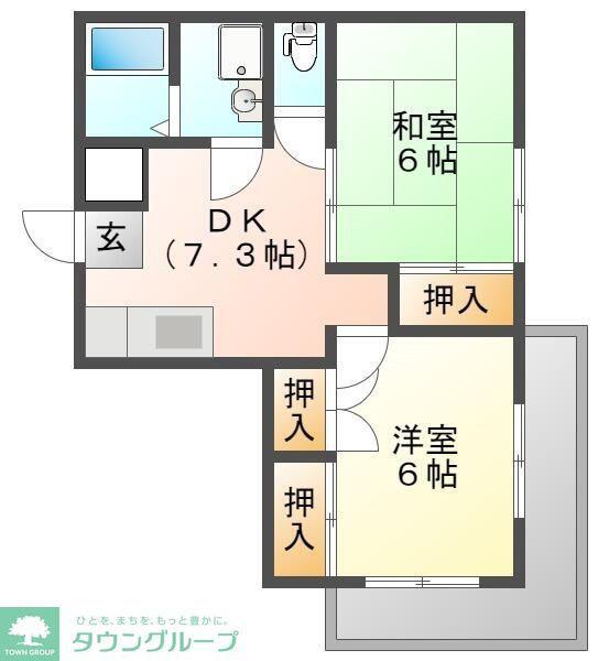 モンシャトー小金井成和(2DK/3階)の間取り写真