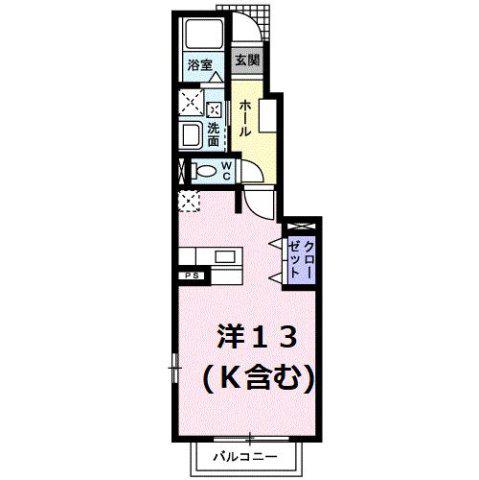 ピアコートII(ワンルーム/1階)の間取り写真
