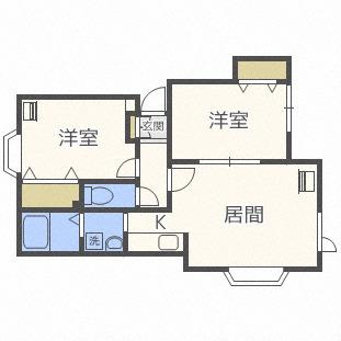 モデュロール山の手(2LDK/2階)の間取り写真