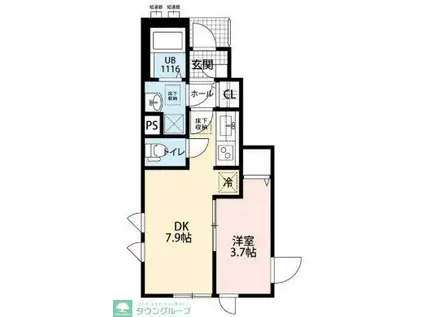 アムール CLEF 3(1DK/1階)の間取り写真