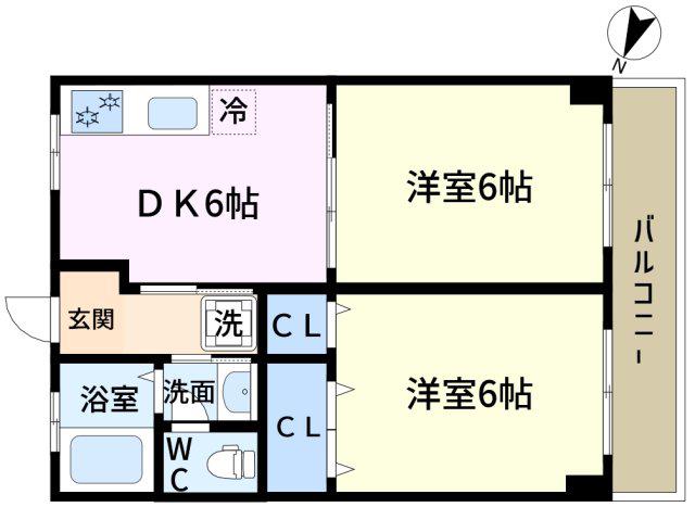 仁幸マンション(2DK/3階)の間取り写真