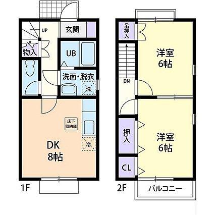 フォレストヒルB(2DK/1階)の間取り写真
