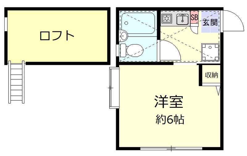クレシェンドM(1K/1階)の間取り写真