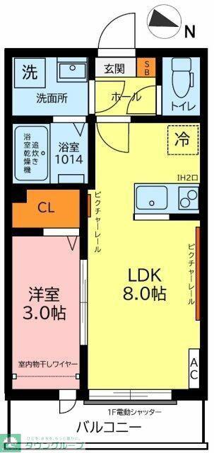 ガーデンヒルズ宮原(1LDK/1階)の間取り写真
