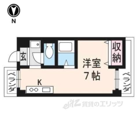 ペルルアール衣笠(ワンルーム/3階)の間取り写真