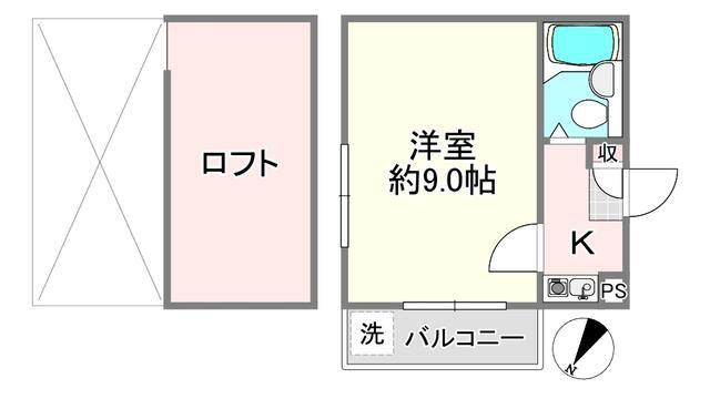 ジュネパレス北越谷第5(1K/2階)の間取り写真