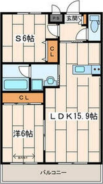 クレアモントさがみ野(1SLDK/2階)の間取り写真