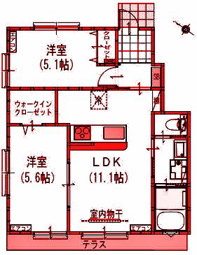 ハルブライト青葉(2LDK/1階)の間取り写真