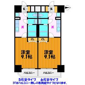 フォーシーズン開成山公園(1K/10階)の間取り写真