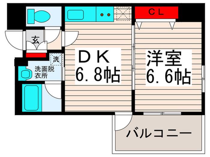 ユリカロゼ西新井駅前(1DK/9階)の間取り写真