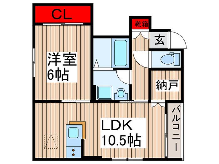 BAUHAUS愛宕(1LDK/1階)の間取り写真