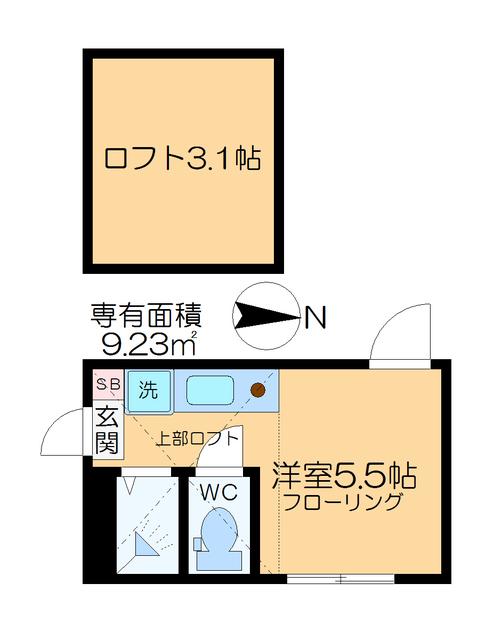 カハラ西小岩(ワンルーム/2階)の間取り写真