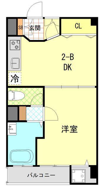 山手コーポラス(1DK/2階)の間取り写真